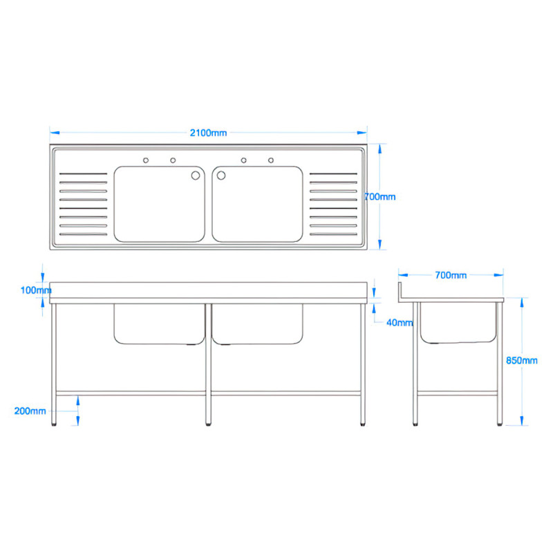 2100 x 700mm Sink