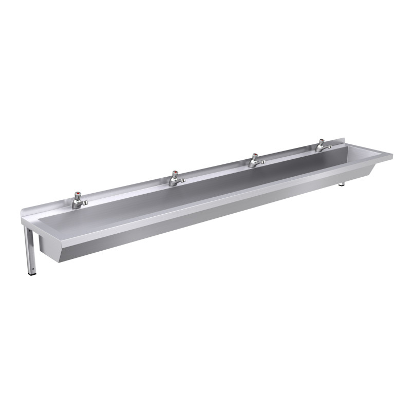 2400mm Wash Trough, Self Closing Taps
