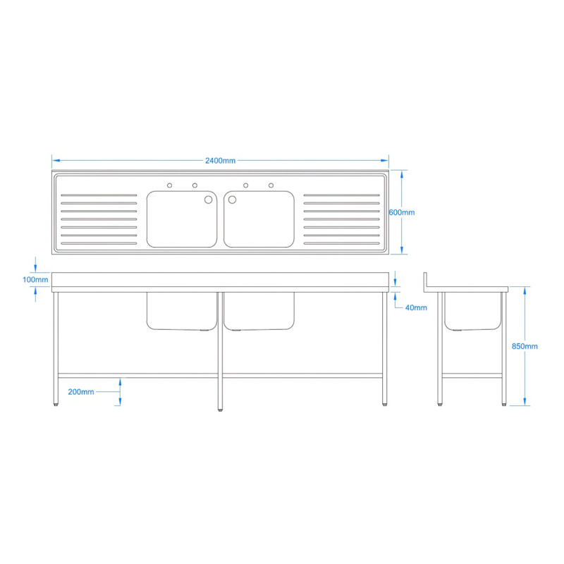 2400 x 600mm Sink
