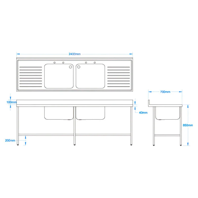 2400 x 700mm Sink