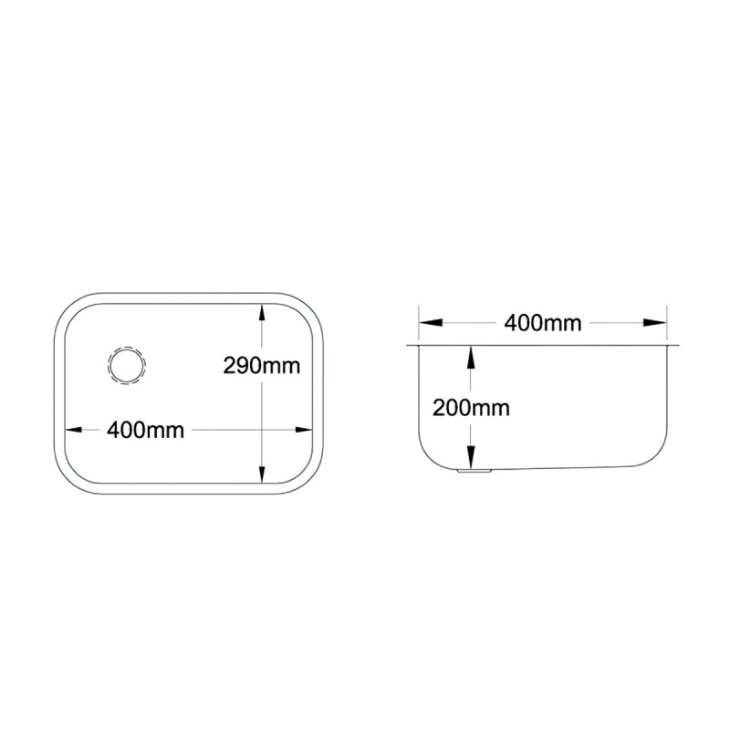 400 x 290 x 200mm Weld-in Bowl