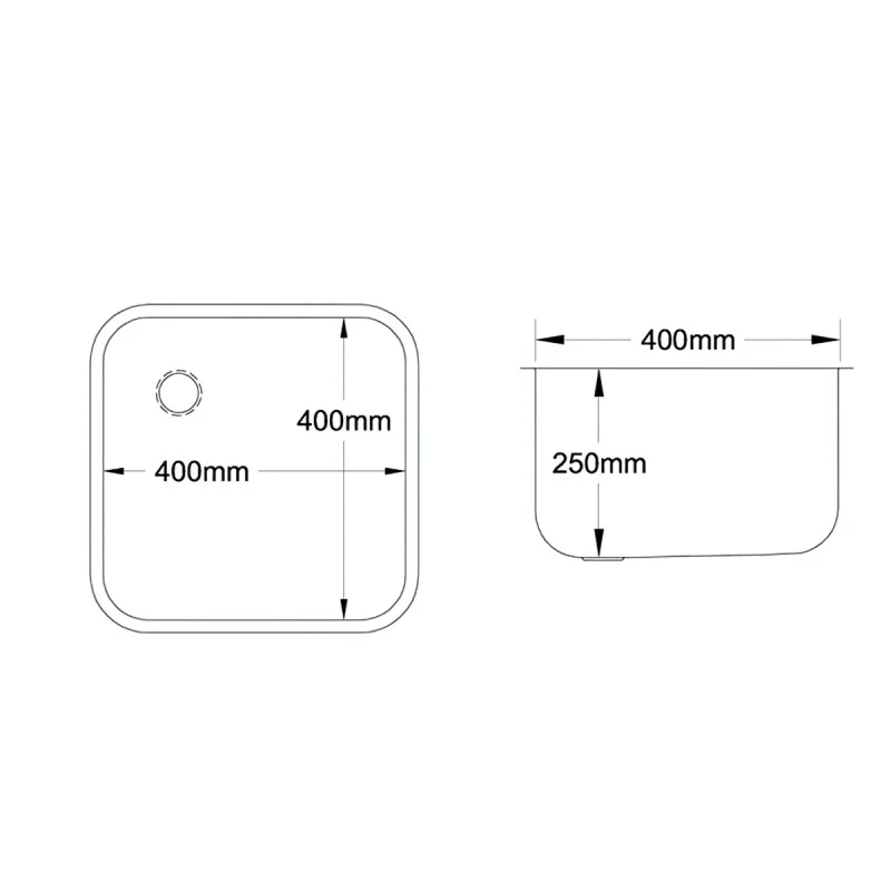 400 x 400 x 250mm Weld-in Bowl