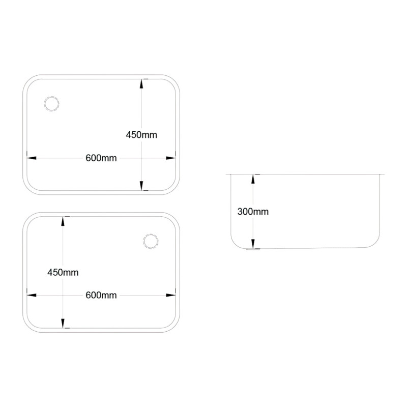 600 x 450 x 300mm Weld-in Bowl