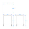 700 x 700mm Mobile Stainless Steel Table