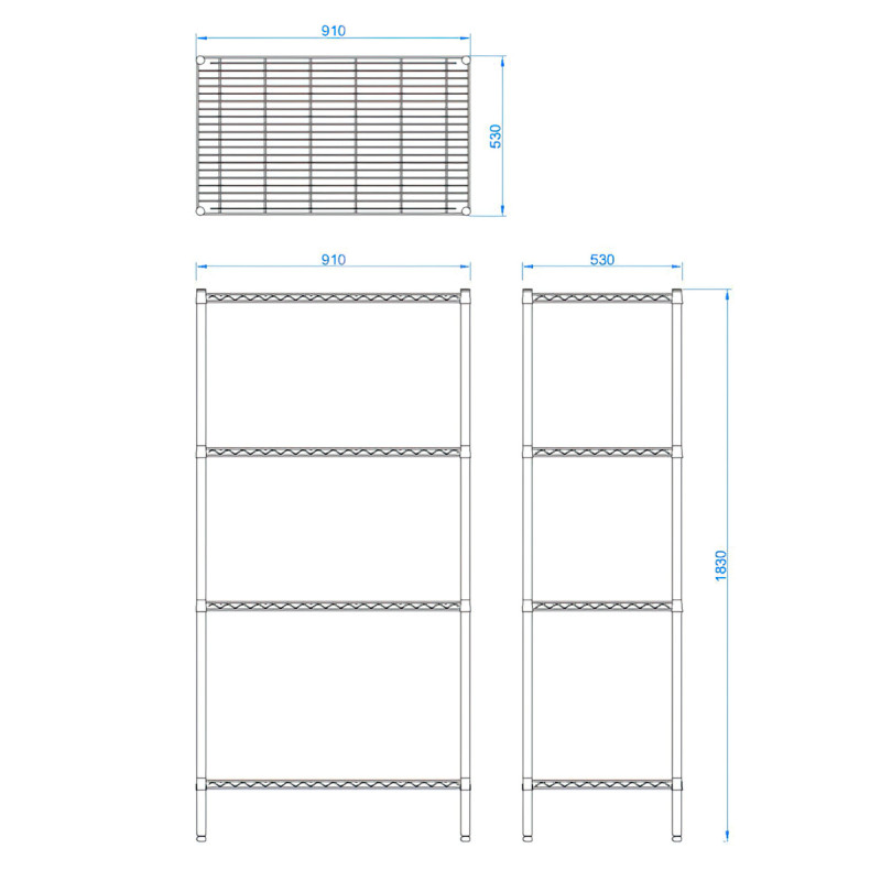 910mm Stainless Steel Wire Racking