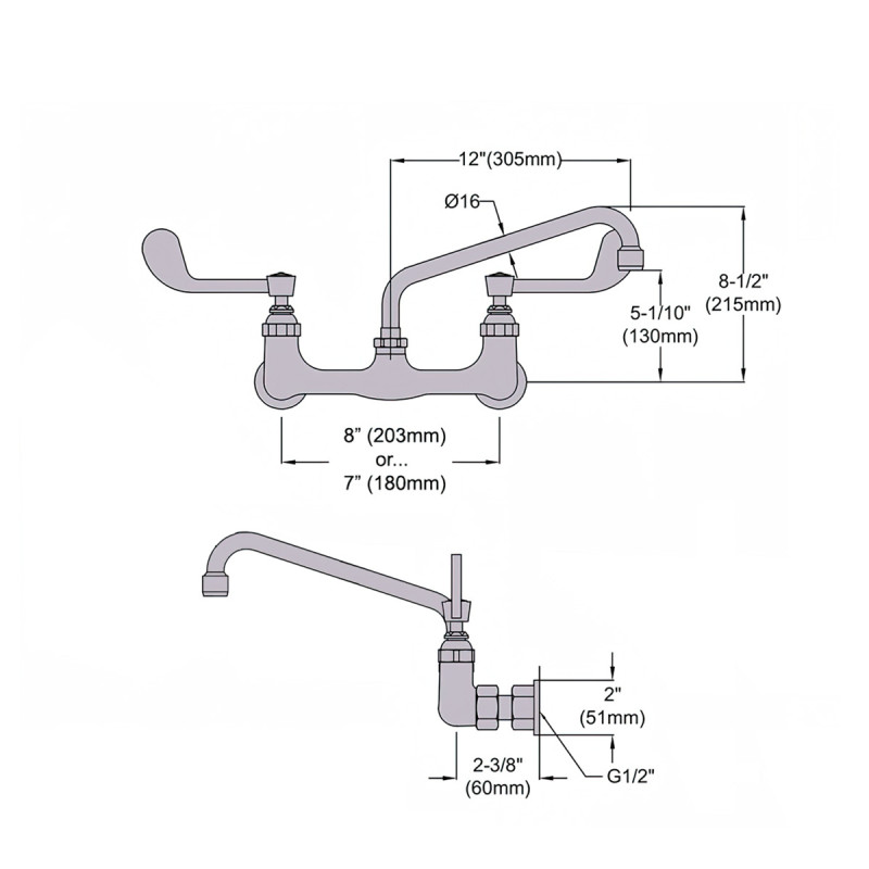 Wall Pantry Tap - 12"