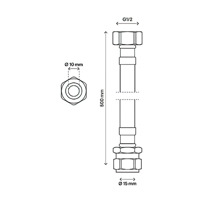 ½" x ½" x 500mm Flexi Hose 