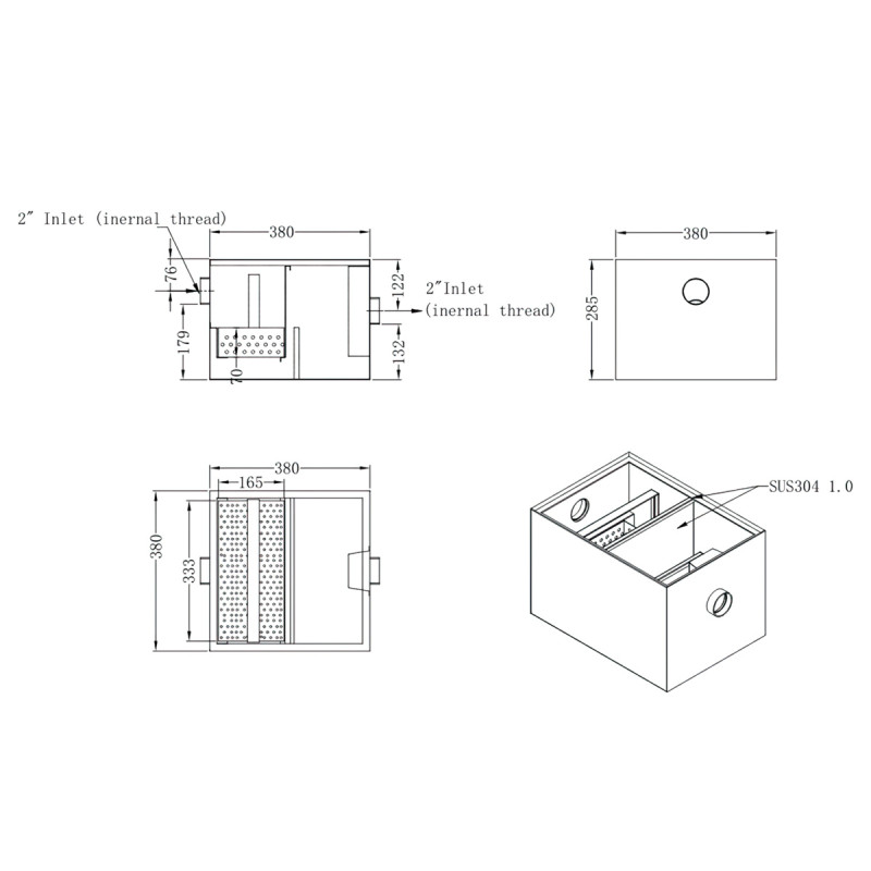 20Ltr Stainless Steel Kitchen Grease Trap