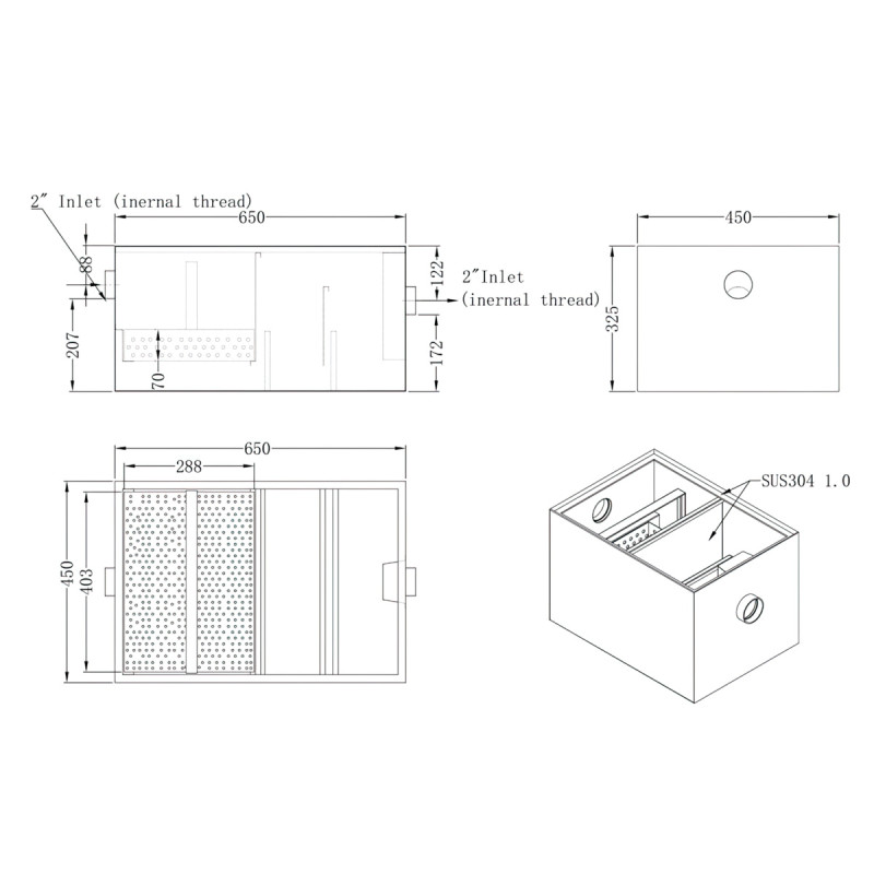 45 Ltr Stainless Steel Kitchen Grease Trap