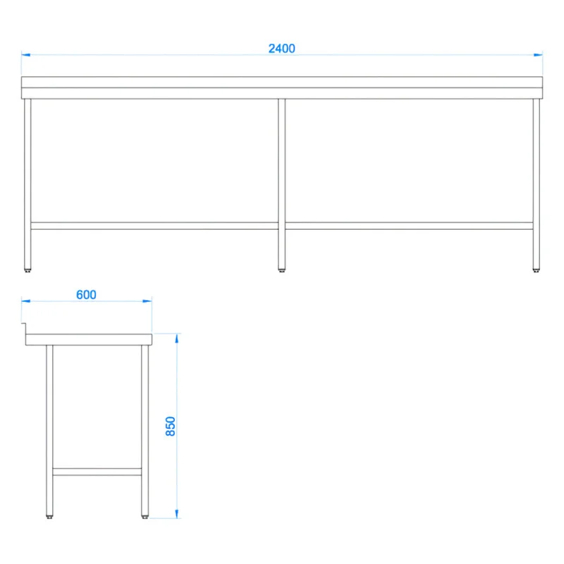 Stainless Steel Catering Prep Table - 2400 x 600mm