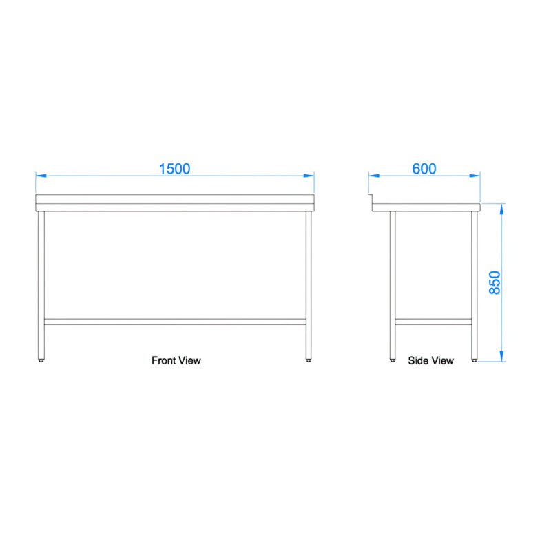 Stainless Steel Catering Prep Table - 1500 x 600mm