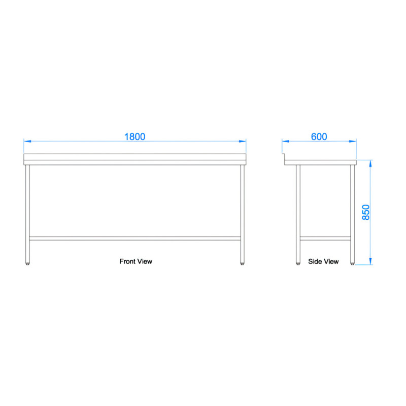 Stainless Steel Catering Prep Table - 1800 x 600mm