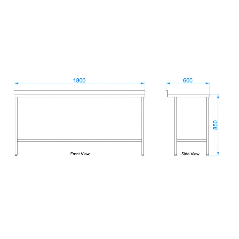 Stainless Steel Catering Prep Table - 1800 x 600mm