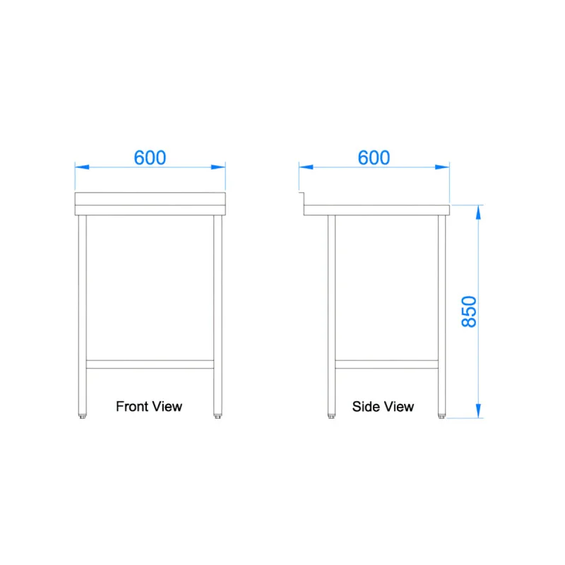 Stainless Steel Catering Prep Table - 600 x 600mm