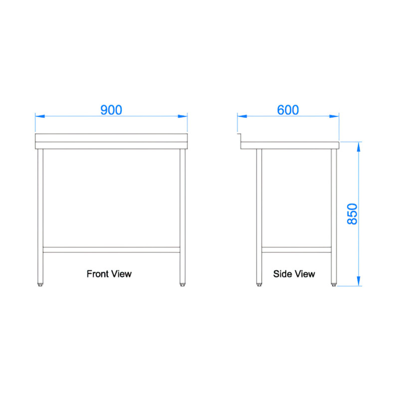 Stainless Steel Catering Prep Table - 900 x 600mm