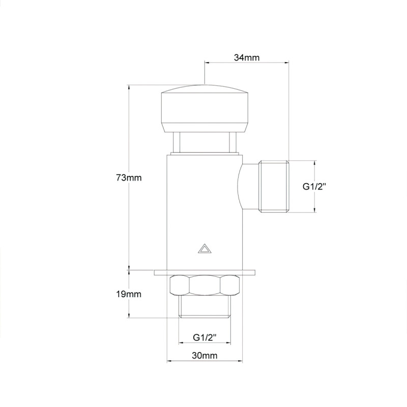 Brass Push Valve with Chrome Button - GR138B