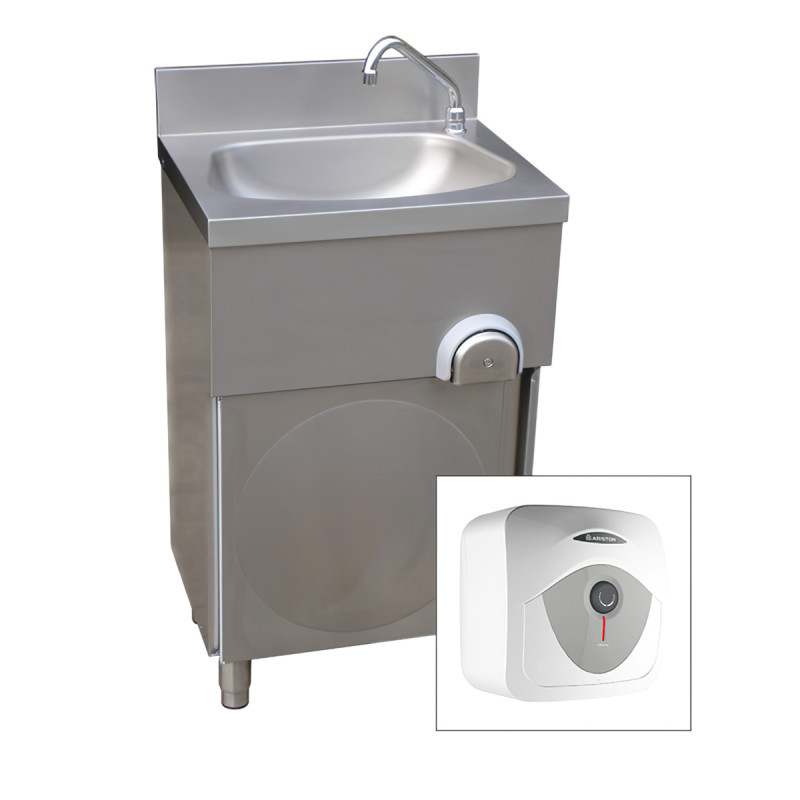 Floor Standing Leg Operated Stainless Steel Hand Basin With Water Heater