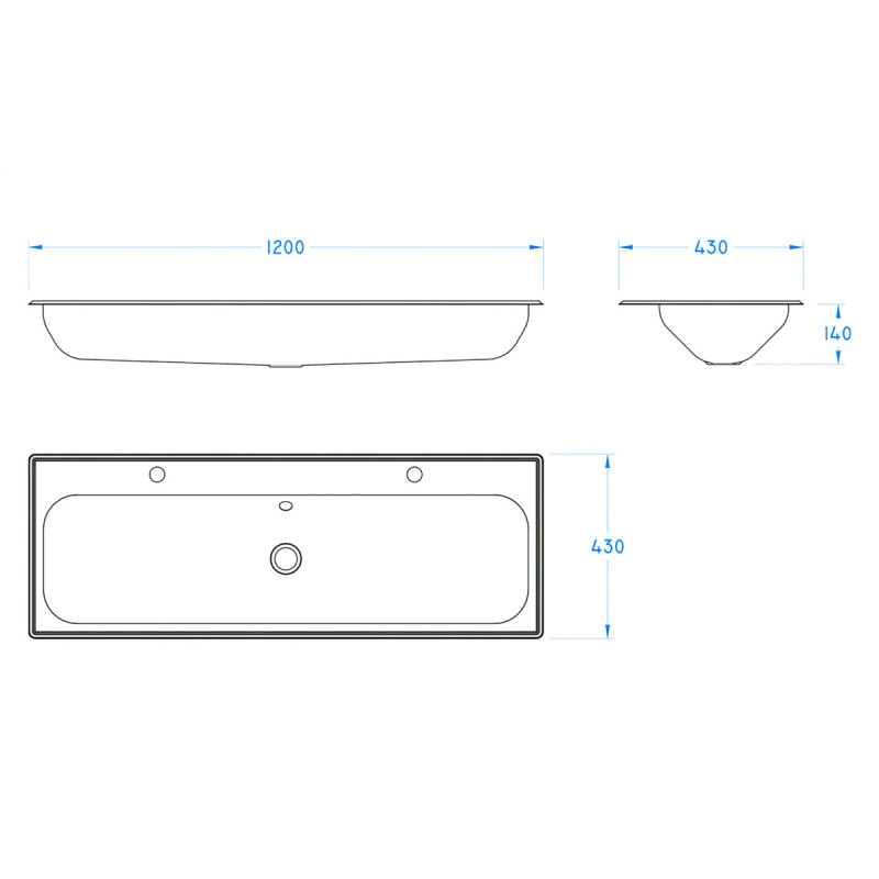 1200mm Inset Wash Trough 