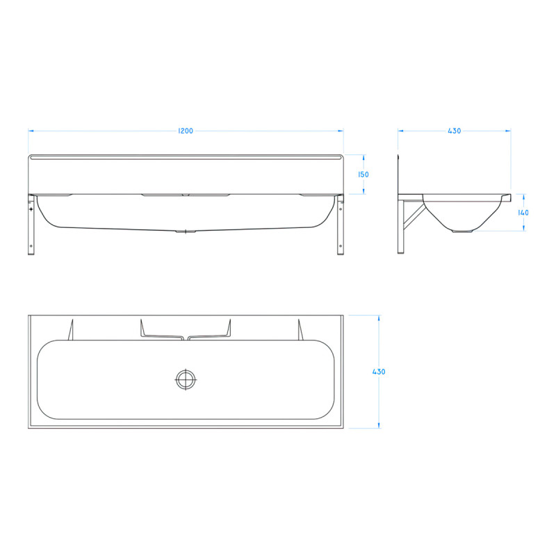 1200mm Wash Trough With Splashback