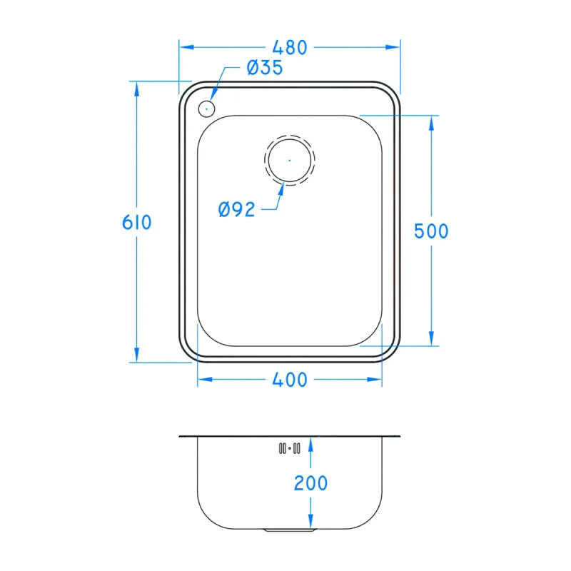 Inset Large Bowl Sink With Tap Hole