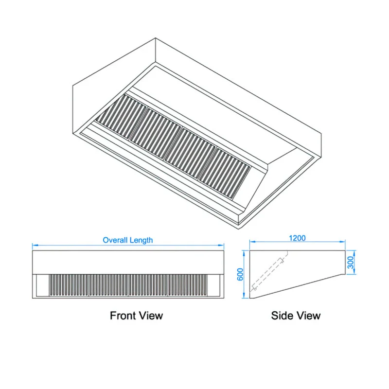 1500mm Stainless Steel Kitchen Wall Canopy