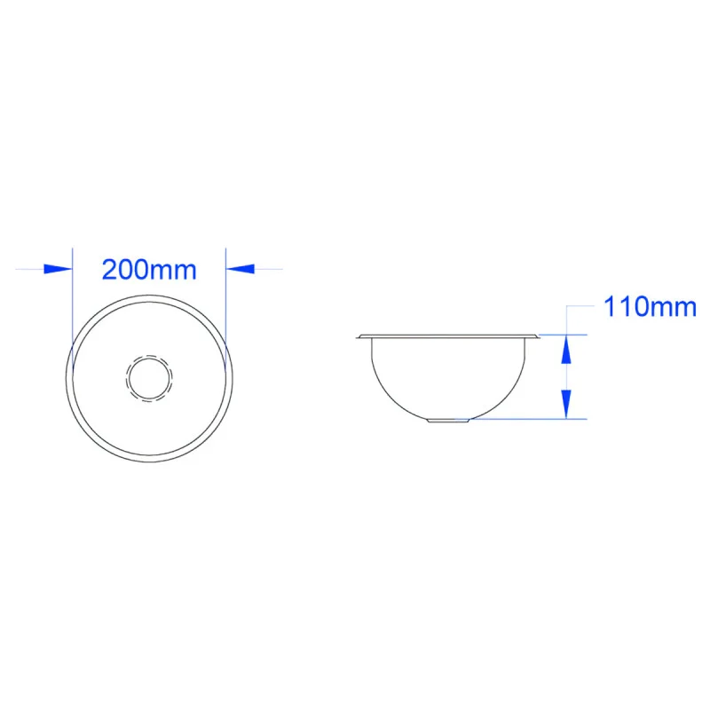 Domed Inset Stainless Steel Hand Basin (⌀200mm)