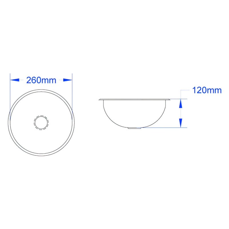 Domed Inset Stainless Steel Hand Basin (⌀260mm)
