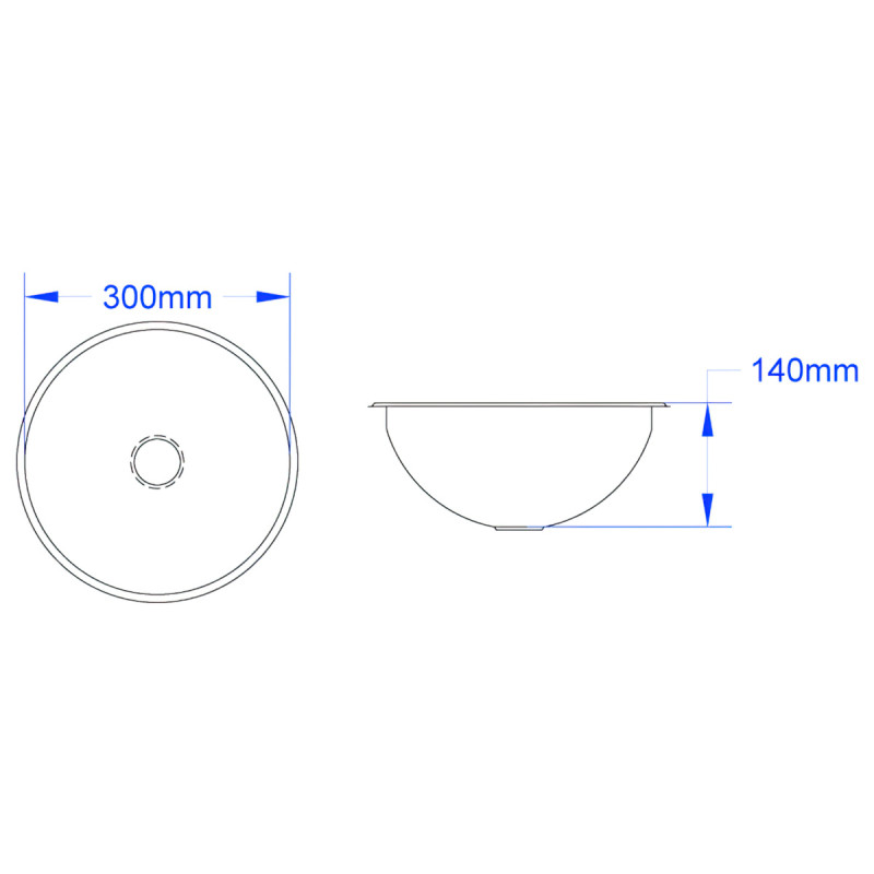 Domed Inset Stainless Steel Hand Basin (⌀300mm)