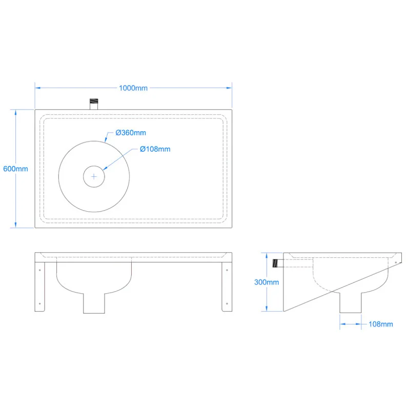 Sluice Sink & Draining Board [DU-H] - Rear Entry