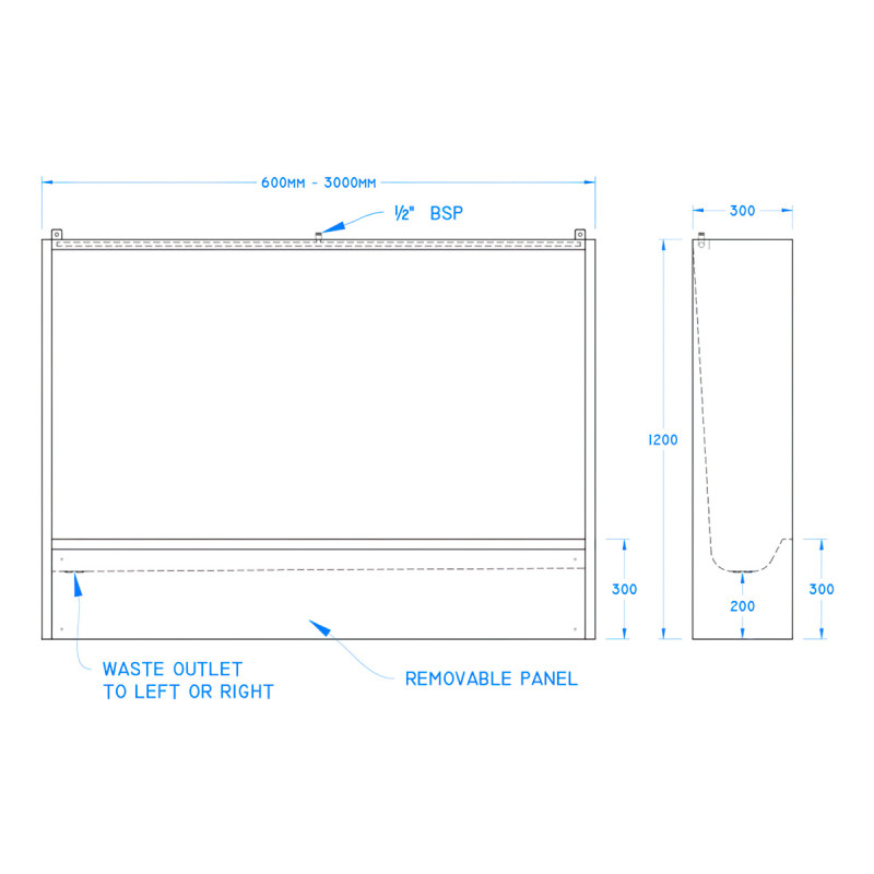 Stainless Steel Floor Trough Urinal 2100mm