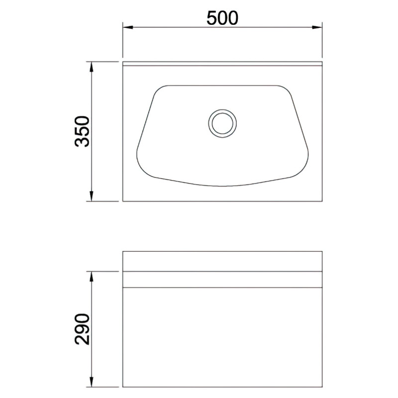 Large Stainless Steel Hand Basin with shroud & wall rod