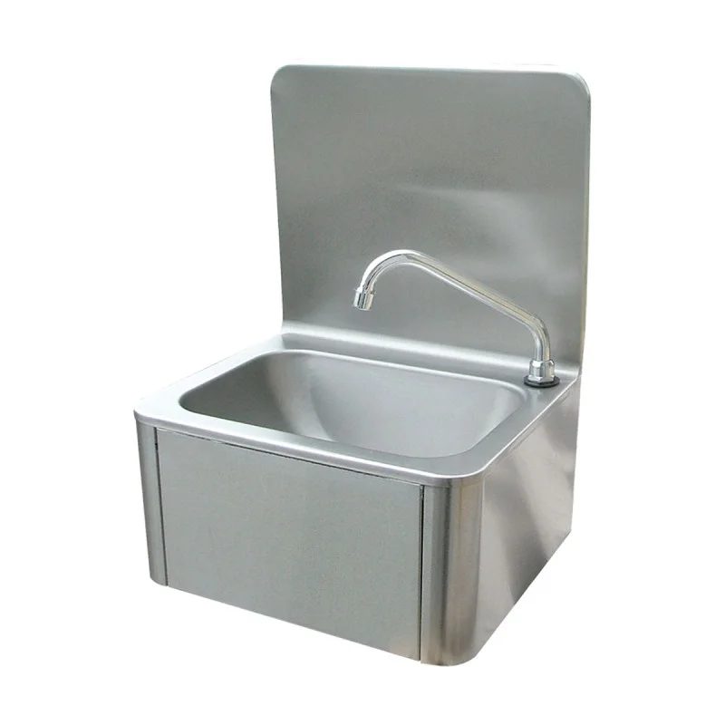 Stainless Steel Leg Operated Hand Basin with integrated Backsplash