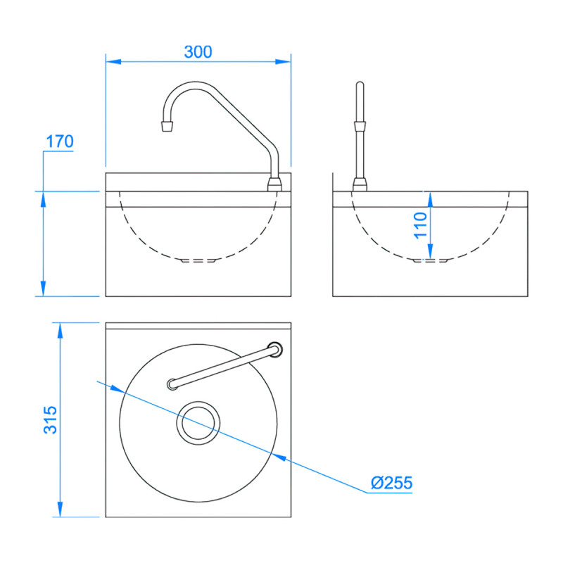 Compact Stainless Steel Leg Operated Hand Basin