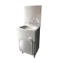 Floor Standing Leg Operated Stainless Steel Hand Basin With High Backsplash