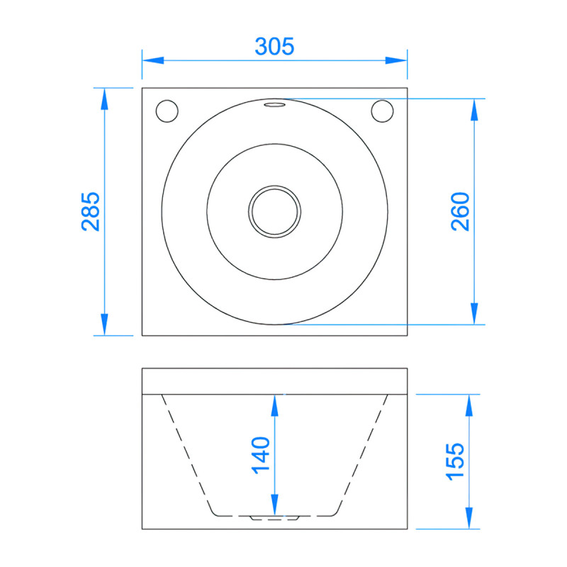 9" Stainless Steel Wash Hand Basin