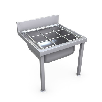 Cleaners Sink with hinged bucket rest