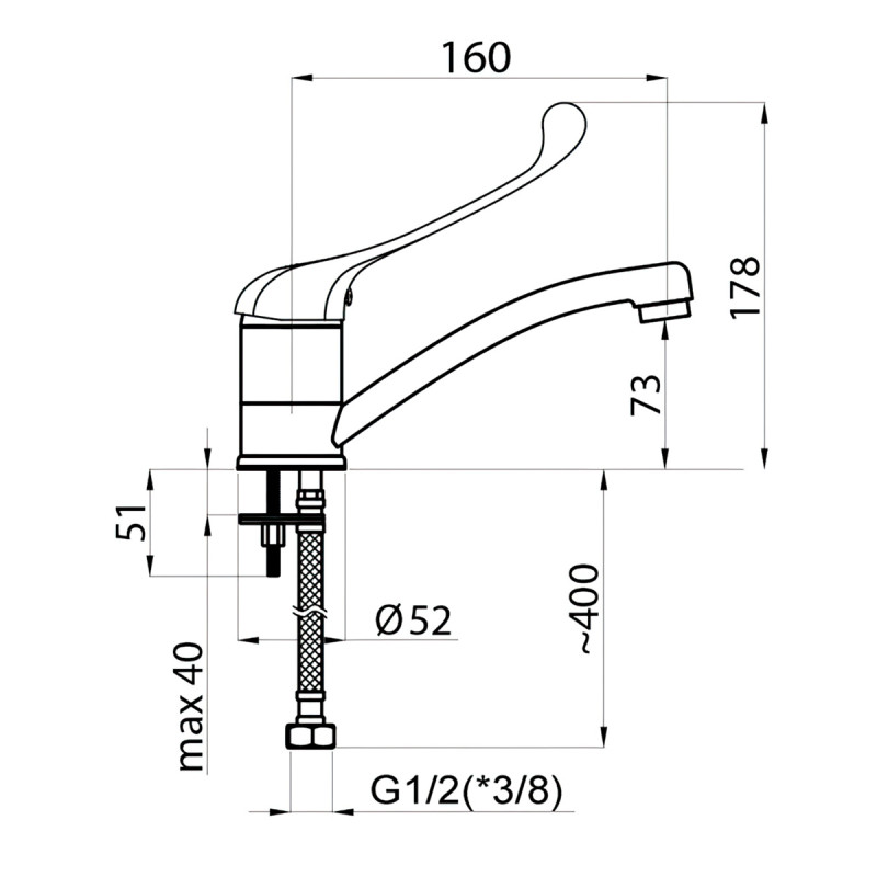 Long Lever Monobloc Tap