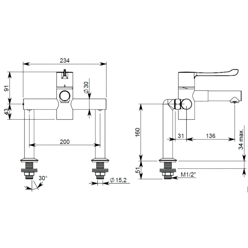 Thermostatic Deck Mounted Tap
