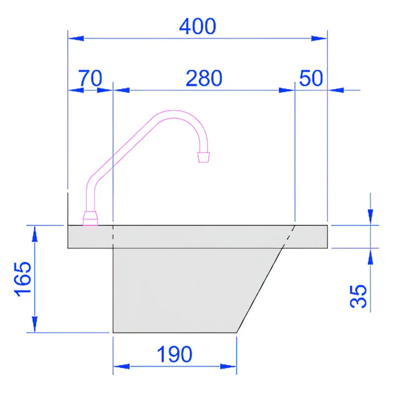 1200mm Wash Trough, Leg Pedal Operated