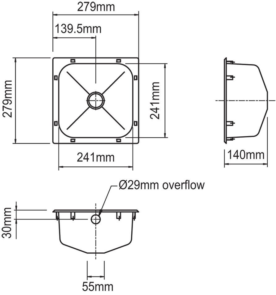 Compact Inset Stainless Steel Hand Basin